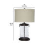 Drum Shade Table Lamp with Glass Insert Base, Bronze