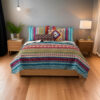 Tribal Print King Quilt Set with Decorative Pillows, Multicolor