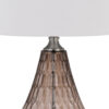 31 Inch Glass Table Lamp with Dimmer, Geometric Base, Brown