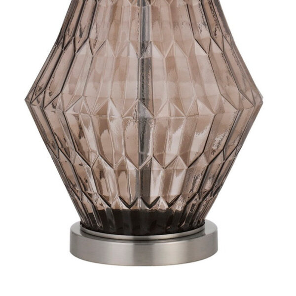 31 Inch Glass Table Lamp with Dimmer, Geometric Base, Brown