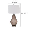 31 Inch Glass Table Lamp with Dimmer, Geometric Base, Brown