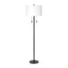 Floor Lamp with Drum Shade and Pull Chain, White and Black