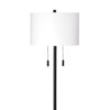 Floor Lamp with Drum Shade and Pull Chain, White and Black