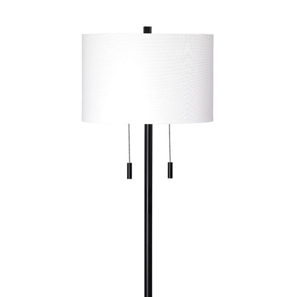 Floor Lamp with Drum Shade and Pull Chain, White and Black