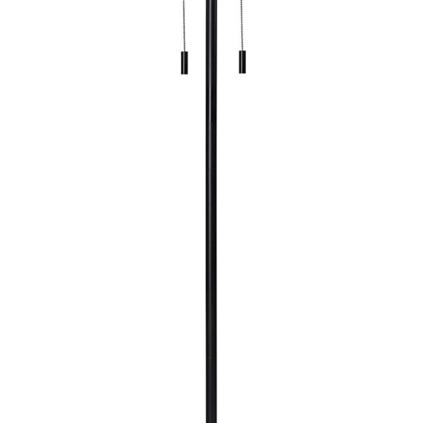 Floor Lamp with Drum Shade and Pull Chain, White and Black