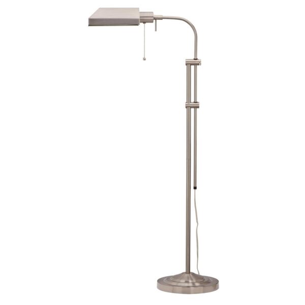 Metal Rectangular Floor Lamp with Adjustable Pole, White