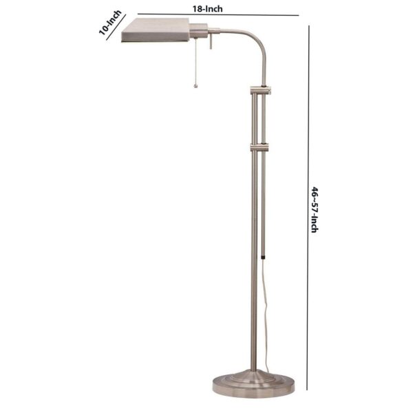 Metal Rectangular Floor Lamp with Adjustable Pole, White