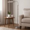 Metal Rectangular Floor Lamp with Adjustable Pole, White