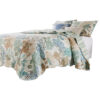 Wade 5 Piece King Quilt Set, Ocean Design, Scalloped Edges, Floral Pattern