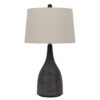 29 Inch Classic Table Lamp, Textured Lined Body, Ceramic, Charcoal Black
