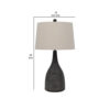 29 Inch Classic Table Lamp, Textured Lined Body, Ceramic, Charcoal Black
