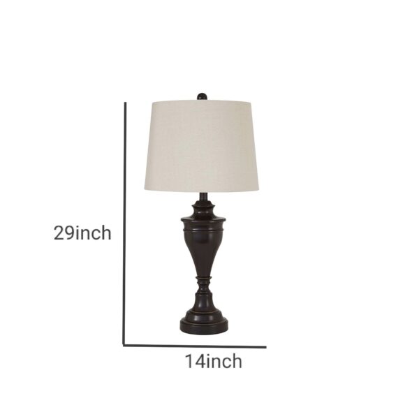Metal Table Lamp with Turned Pedestal Base, Set of 2, Bronze