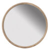 28 Inch Round Wall Mount Accent Mirror, Natural Fir Wood with Subtle Grains