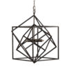 19 Inch 2 Light Chandelier, Geometric Pattern, Iron Frame, Retro, Black