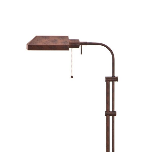 Metal Rectangular Floor Lamp with Adjustable Pole, Bronze