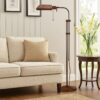 Metal Rectangular Floor Lamp with Adjustable Pole, Bronze