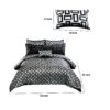 6 Piece Polyester Queen Comforter Set with Geometric Print, Gray and Black