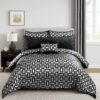 6 Piece Polyester Queen Comforter Set with Geometric Print, Gray and Black