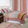 Geometric and Floral Print King Size Quilt Set with 2 Shams, Multicolor