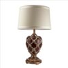 Polyresin Urn Shaped Table Lamp with Diamond Stencils Pattern, Brown
