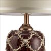 Polyresin Urn Shaped Table Lamp with Diamond Stencils Pattern, Brown