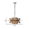 24 Inch Rattan Pendant Chandelier, Natural Brown, Brass