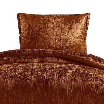 Jay 2 Piece Twin Comforter Set, Copper Polyester Velvet Deluxe Texture