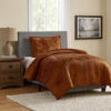 Jay 2 Piece Twin Comforter Set, Copper Polyester Velvet Deluxe Texture