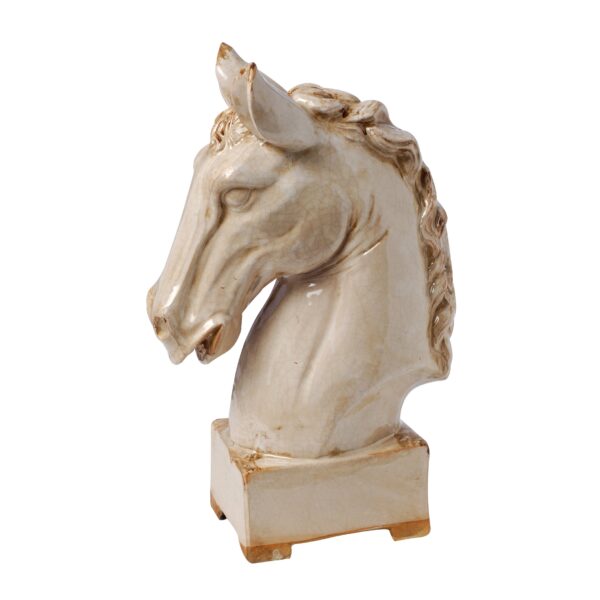 Transitional Style Ceramic Horse Head Decor Piece, Large, Beige