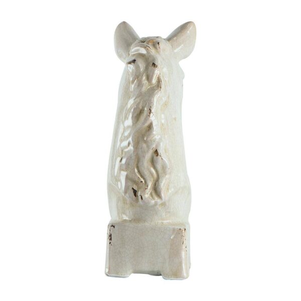 Transitional Style Ceramic Horse Head Decor Piece, Large, Beige