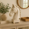 Transitional Style Ceramic Horse Head Decor Piece, Large, Beige