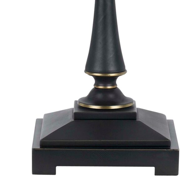 Metal Body Table Lamp with Fabric Tapered Bell Shade, Beige and Black