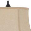 Metal Body Table Lamp with Fabric Tapered Bell Shade, Beige and Black