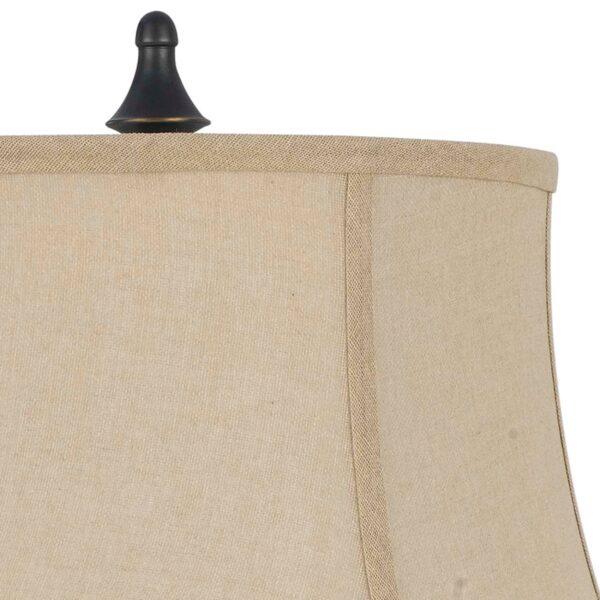 Metal Body Table Lamp with Fabric Tapered Bell Shade, Beige and Black