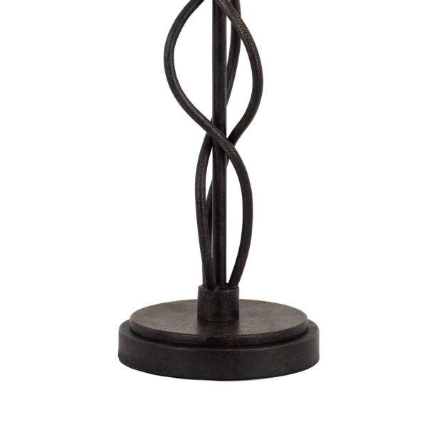 Round Fabric Shade Table Lamp, Metal Spiral Base, White, Textured Bronze