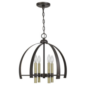 Metal Chandelier with 4 Candelabra Holders, Black and Gold