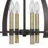 Metal Chandelier with 4 Candelabra Holders, Black and Gold