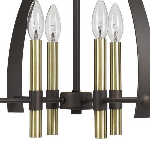 Metal Chandelier with 4 Candelabra Holders, Black and Gold