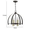 Metal Chandelier with 4 Candelabra Holders, Black and Gold