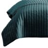 3 Piece Crinkle Queen Coverlet Set with Vertical Stitching, Turquoise Blue