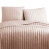 3 Piece Crinkles Queen Size Coverlet Set with Vertical Stitching, Pink