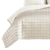 3 Piece King Size Coverlet Set with Stitched Square Pattern, Cream