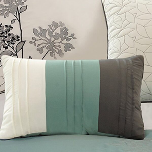 8 Piece Queen Polyester Comforter Set with Floral Embroidery, Multicolor