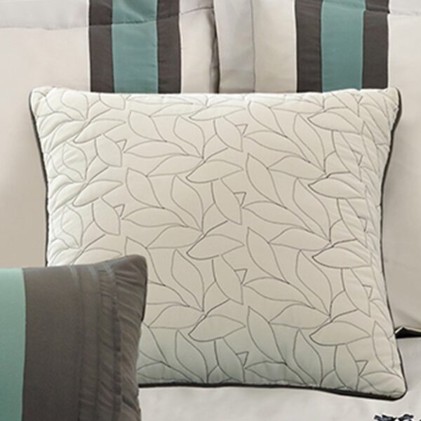 8 Piece Queen Polyester Comforter Set with Floral Embroidery, Multicolor