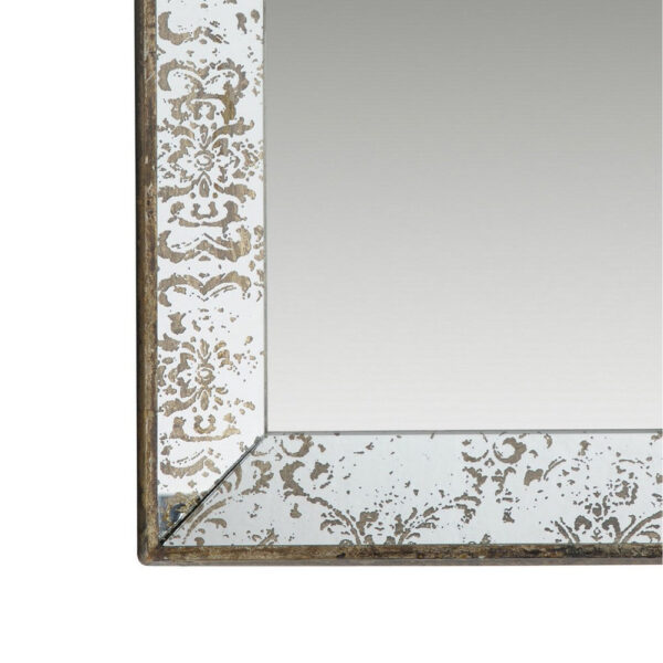 Rosa 16 x 24 Wall Mount Mirror, Brown Wood Frame with Abstract Gold Overlay