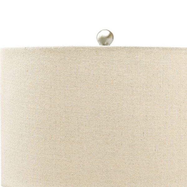 Speckled Ceramic Base Table Lamp with Drum Shade, Beige