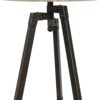 Metal Tripod Base Table Lamp with Fabric Drum Shade, Bronze and Beige