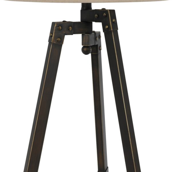 Metal Tripod Base Table Lamp with Fabric Drum Shade, Bronze and Beige