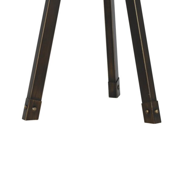 Metal Tripod Base Table Lamp with Fabric Drum Shade, Bronze and Beige