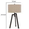 Metal Tripod Base Table Lamp with Fabric Drum Shade, Bronze and Beige